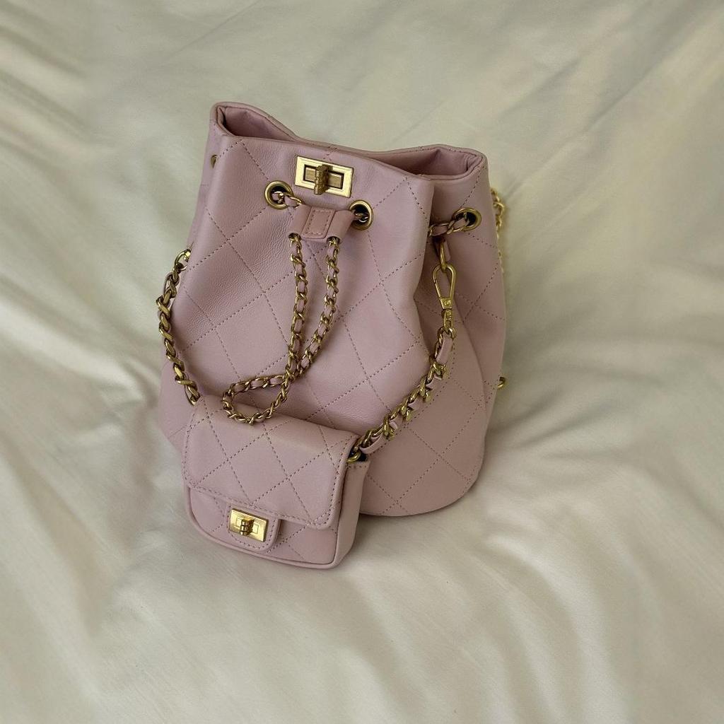 Top Layer Cowhide Canvas Double Shoulder Bag 2025 New Style High-end Sense All-match Gray Cowhide Small Fragrance Style Back Bag Canvas Bag