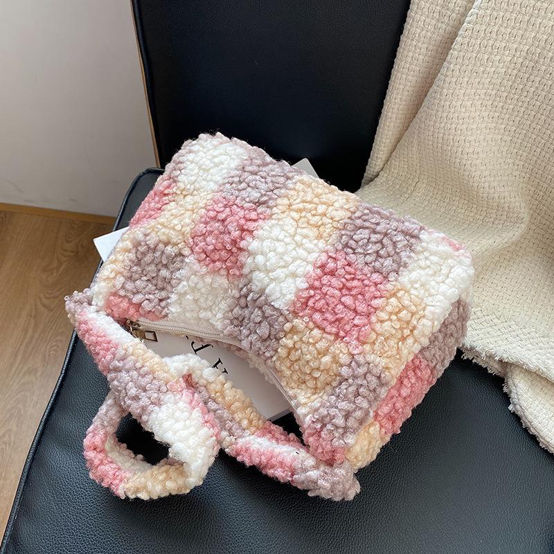 

Женская зимняя сумка через плечо, модная женская сумка из искусственного меха, женская сумка из овечьей шерсти, сумка для покупок для девочек, теплая мягкая плюшевая мини-кошелек синий