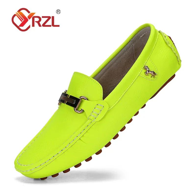 YRZL Loafers Men Handmade Leather Loafer Casual Driving Flats Slip-on Shoes Luxury Comfy Moccasins Size 48 Loafers Shoes for Men