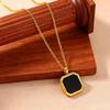 Unisex Stainless Steel Tiger Eye & Lapis Lazuli Square Pendant Necklace