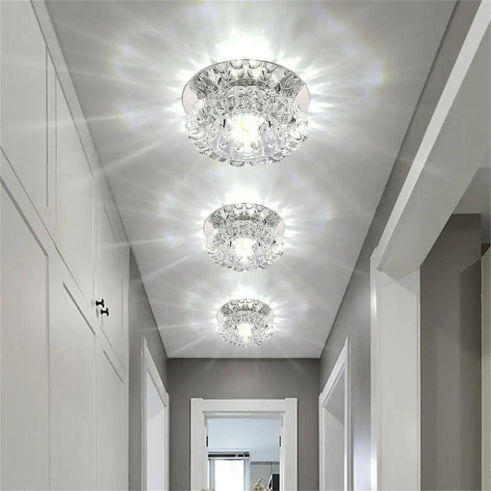 

3W LED Ceiling Lights Crystal Corridor Aisle Lights Multicolor Downlight Balcony lamp Porch Aisle white-A
