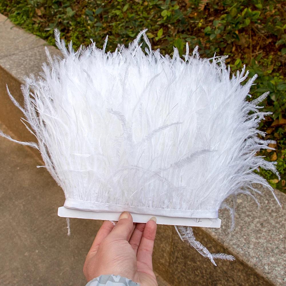Feather10Meters 8-10cm Natural Ostrich Feather Trims for Needlework and Handicraft Plume Ribbon Fringe Skirt Decoration