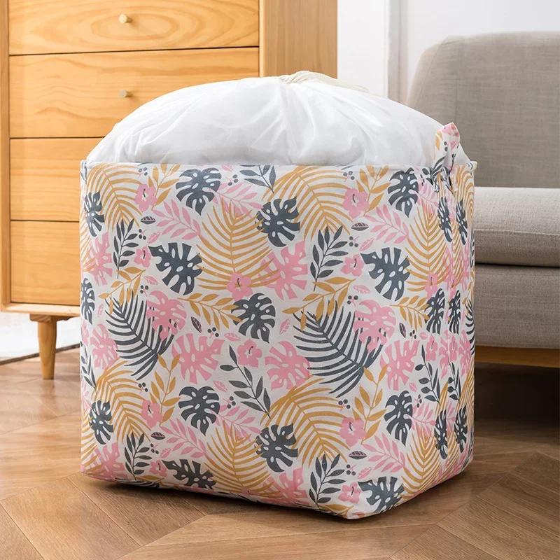 Printed Storage Laundry Basket Waterproof, Dust-proof Cotton and Linen, Hamper Socks, Clothes Bucket, Organizer Pouch, Household