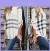 New Womens Blouse Striped Plaid Long Sleeve Ladies Top T Shirt Loose Casual Tops