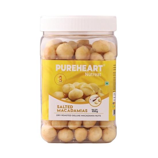

Pureheart Salted Macadamia (650 gm) Premium Roasted Australian Macadamia Nuts, Rich in Antioxidants -Crunchy Dry Fruits, Ideal Snacks 650GM