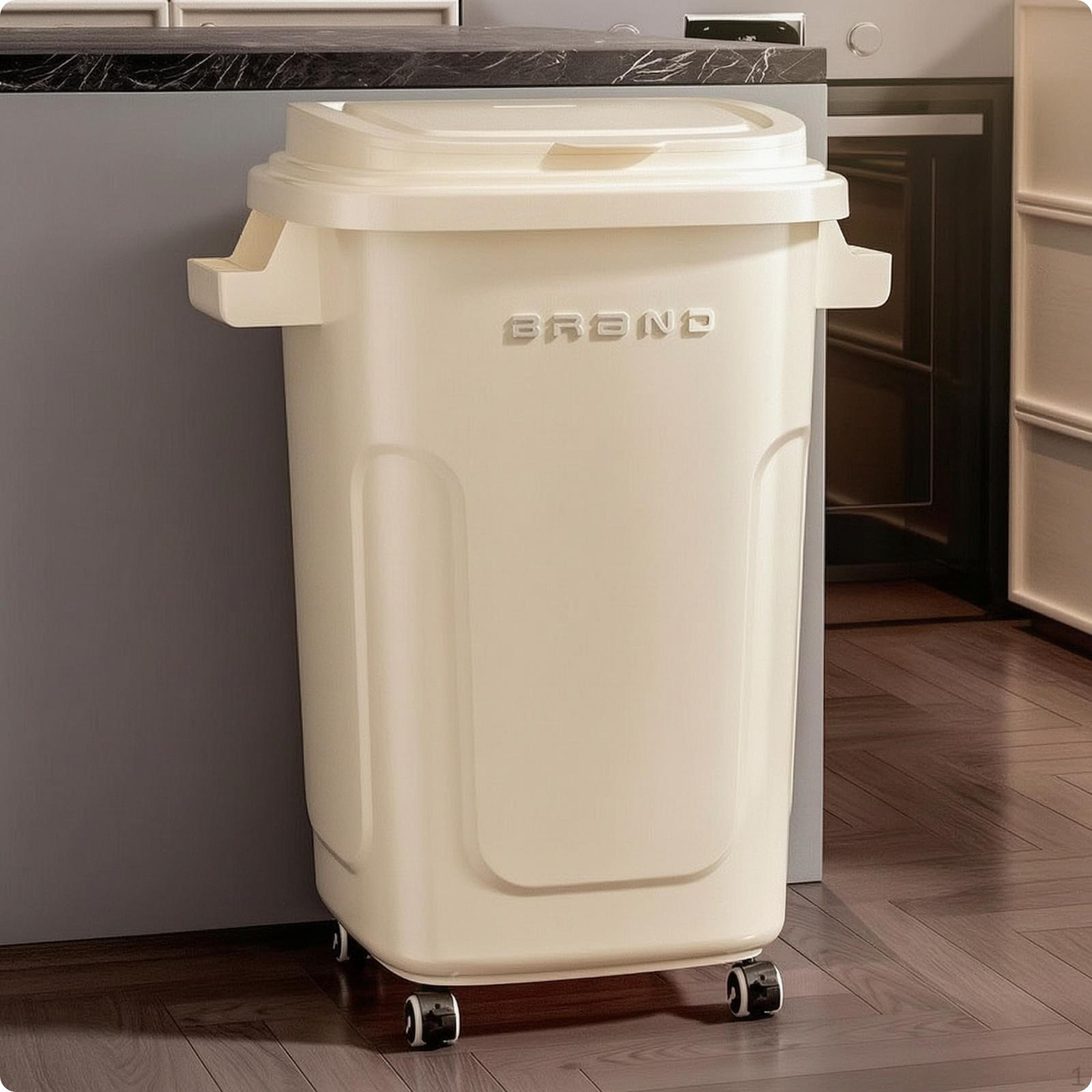 Trash Can with Wheels Lidded Lid