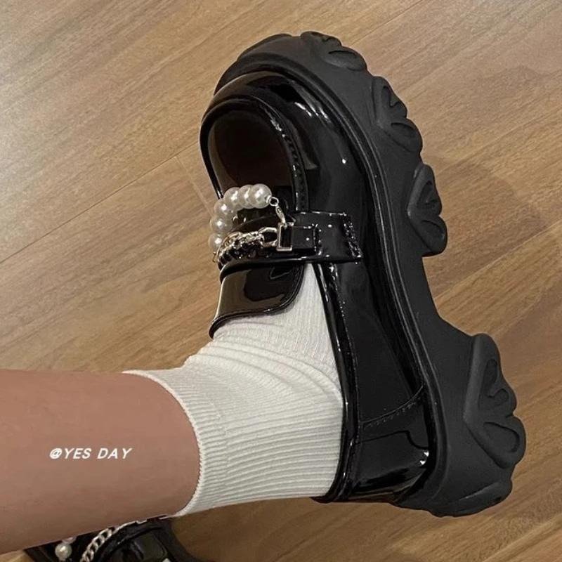 Fashion Women's Shoes Solid Color Beaded Versatile Square Heel Temperament Spring and Autumn Women's Shoes Zapatos Mujer