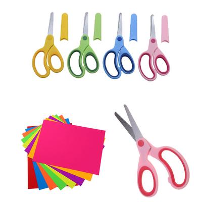 Safty Scissors For Kids Student DIY Paper Children's Left-handed Scissors Scissors With Sleeve Cutting Tool Stationery