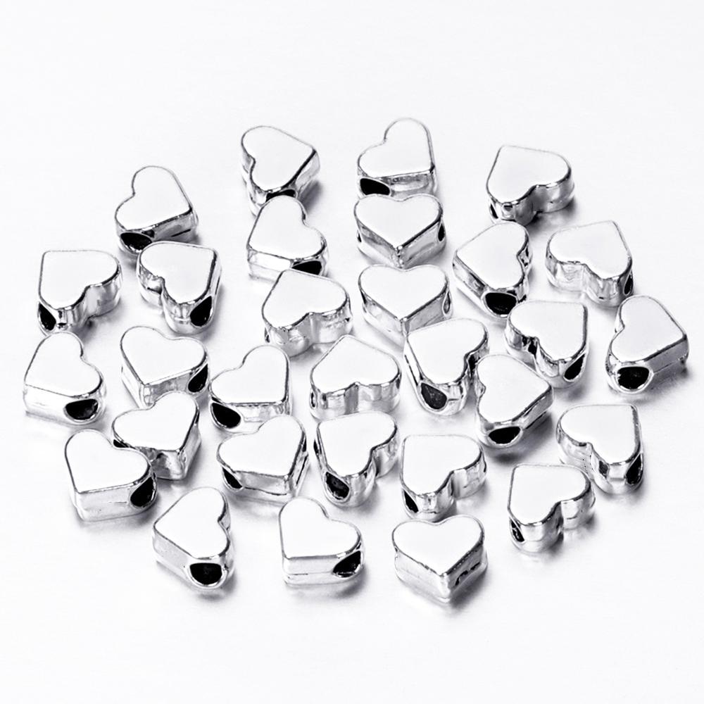 

30pcs 6x7x3.5mm KC Gold Color Mental Love Heart Beads For Jewelry Making Craft Handmade DIY Necklace Bracelet Accessories