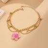Gold Flower Pendant Anklet Adjustable Beach Jewelry Simple Oil-Dripped Foot Chain  Women