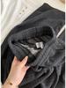 2026 Spring/Autumn Plus Size Korean-Style Striped Wide-Leg Pants - Trendy, Lazy, Thickened, Floor-Length for Women