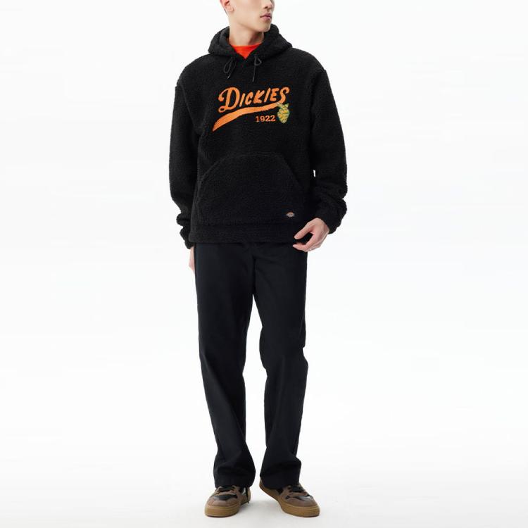 Dickies Logóval hímzett kapucnis hosszú ujjú pulóver Uniszex pulóver Fekete DK011263CC2