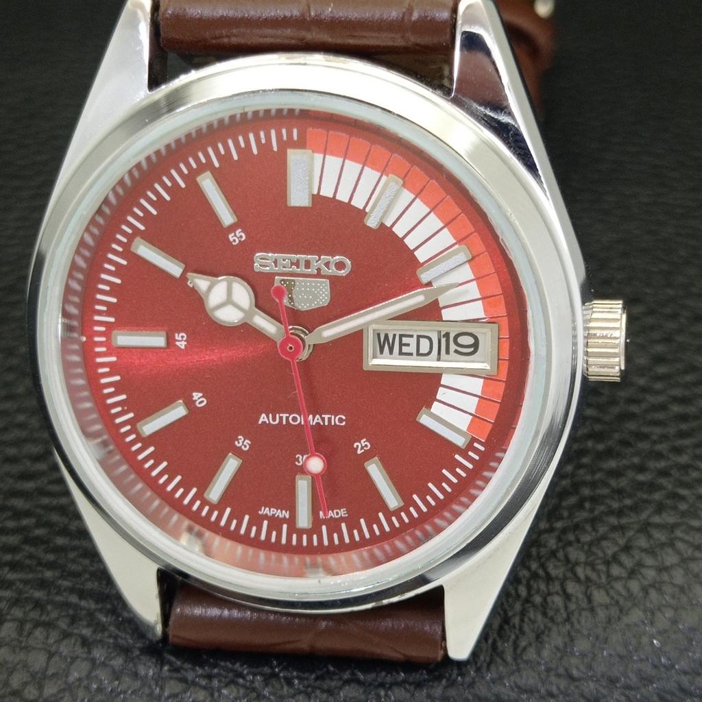 VINTAGE REFURBISHED SEIKO 5 AUTOMATIC 6309A JAPAN MENS RED DIAL WATCH A440741-4