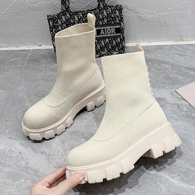 Nova Moda Outono Inverno Meias Sapatos de Casal Novo Mulheres Casual Tamanho Grande Botins Curtos Senhoras Solado Grosso Bota de Tornozelo Feminina