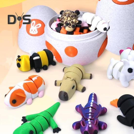 Dračí vejce s mini zvířátky 3D tištěné kloubové figurky zvířat uvnitř kapsy na vajíčko, hračka pro domácí mazlíčky, dárek pro děti, velikonoční košíky, dárky