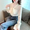 Mode Neue 2024 Herbst Langarm Bogen Kragen Büro Casual Apricot Chiffon Bluse Shirt Frauen Tops Blusen Shirts J479
