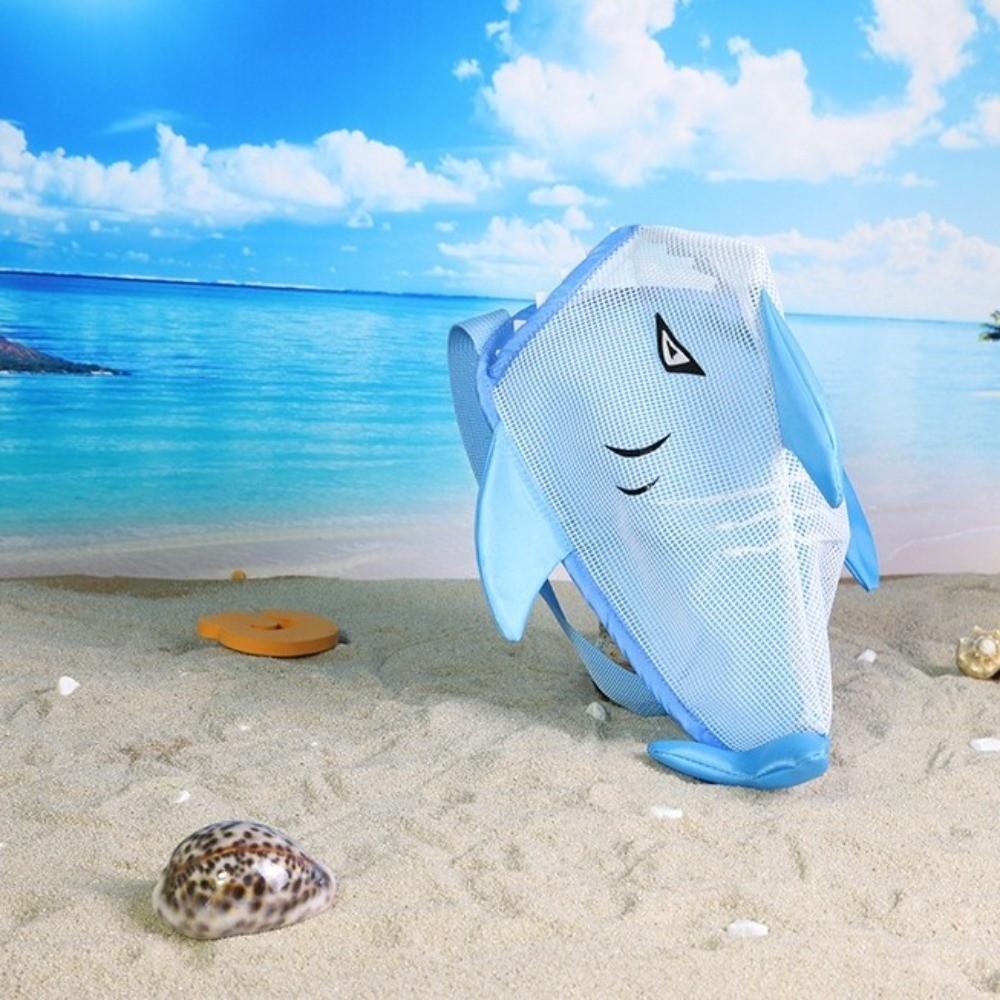 New Cute Cartoon Kids Shark Beach Bag Lightweight Portable Mesh Storage Bag with Adjustable Strap Children's Crossbody Bag
