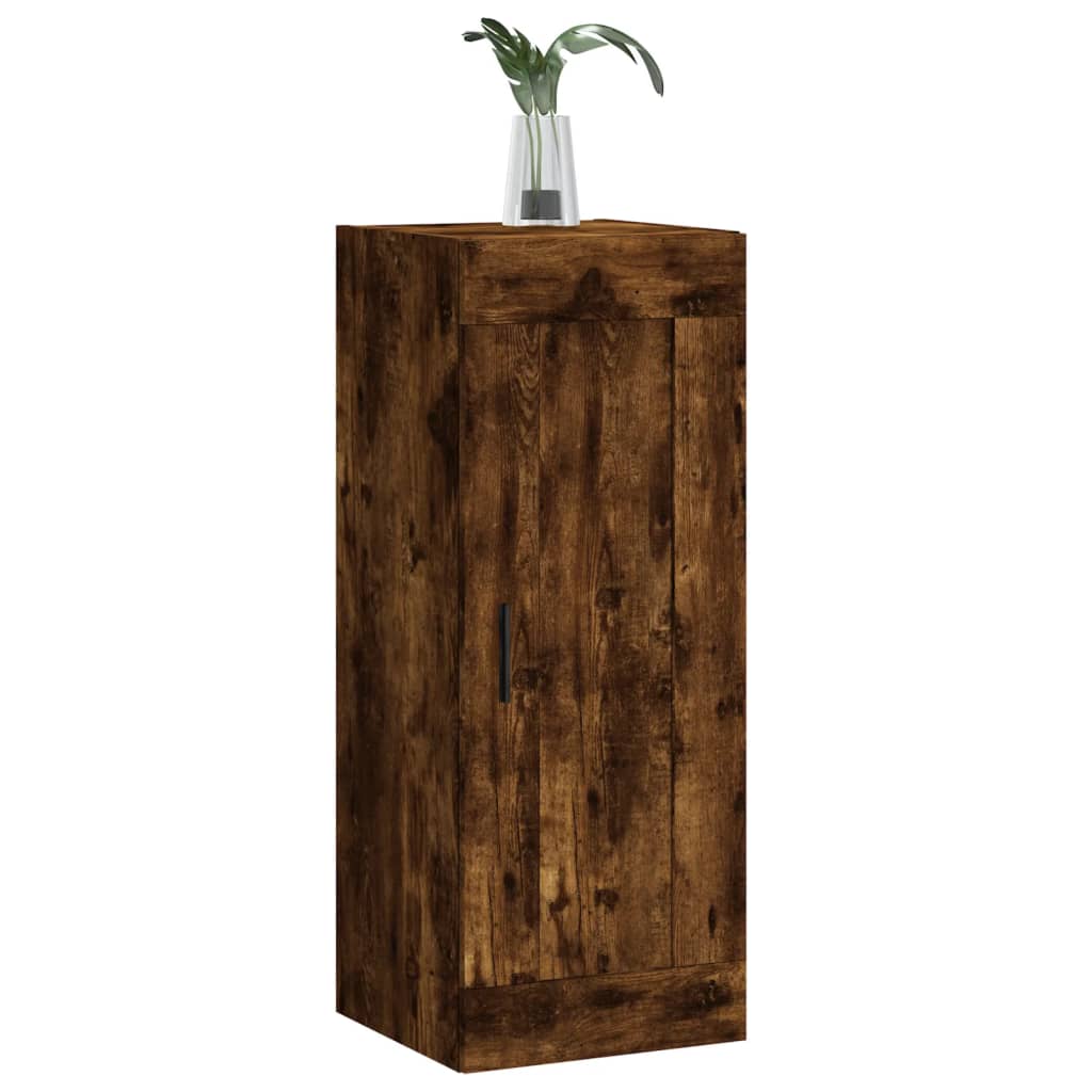 Wall Mounted Cabinet in Smoked Oak Finish 34.5 x 34 x 90 cm Engineered Wood