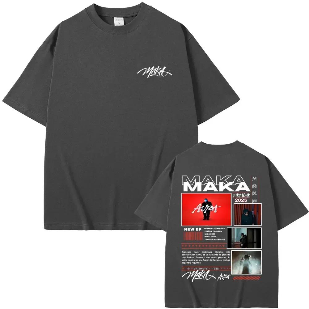 Rapper Maka Aura Concert Tour T Shirt Unisex Wounisex Fashion Hip Hop Tshirt Unisexs Casual Cotton Short Sleeve Tshirt Streetwear Black