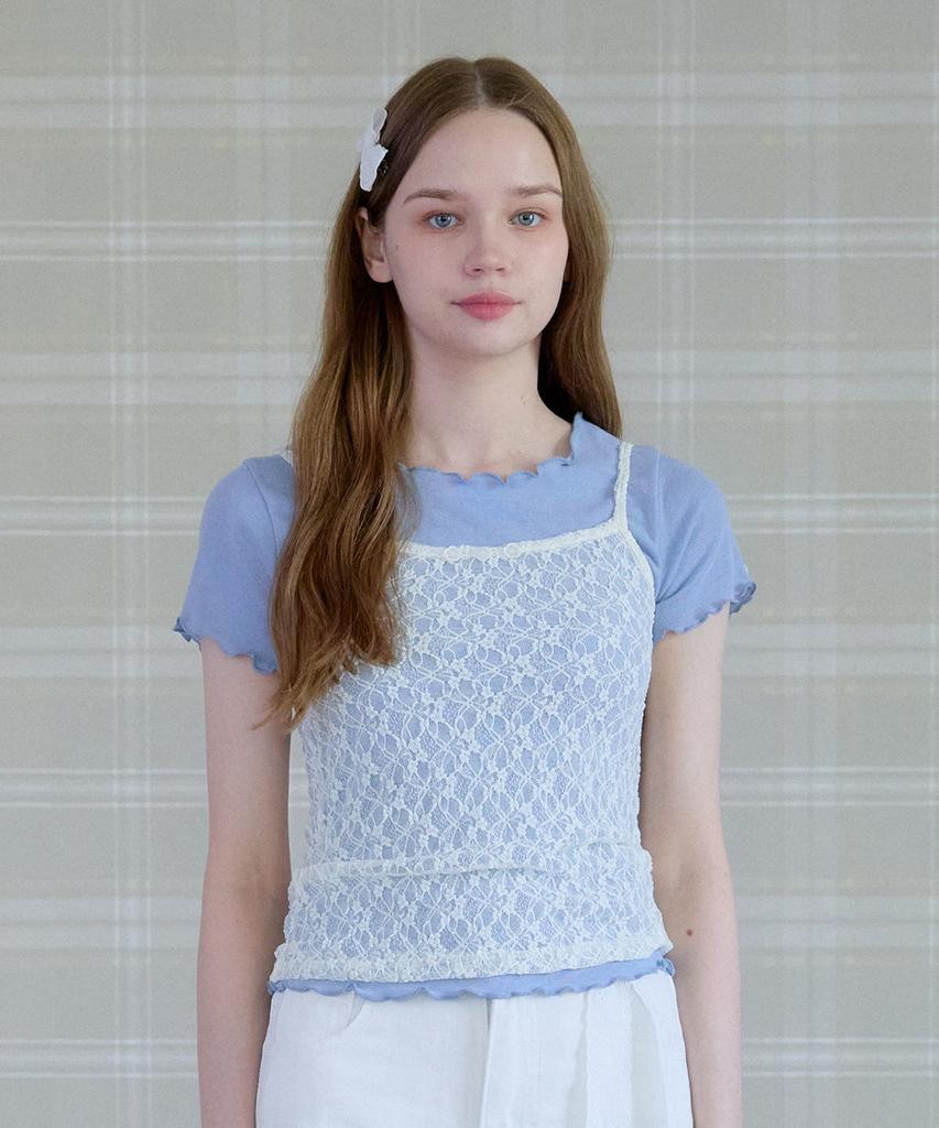 PINK PINEAPPLE Muse Flower Lace Top_Ivory