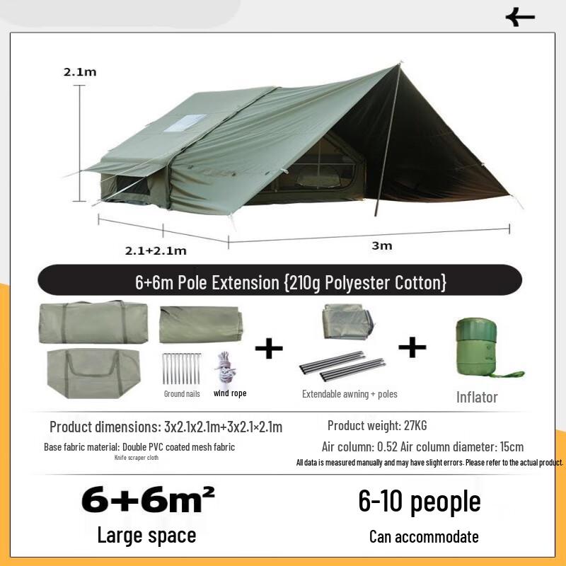 Yuzhan Luxury Inflatable Camping Tent 6+6 sqm