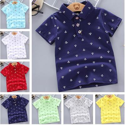 Letní chlapčenské polokošile s krátkým rukávem Kotevní klopa pro dívky Odell Bavlna Prodyšné Dětské topy Outwear