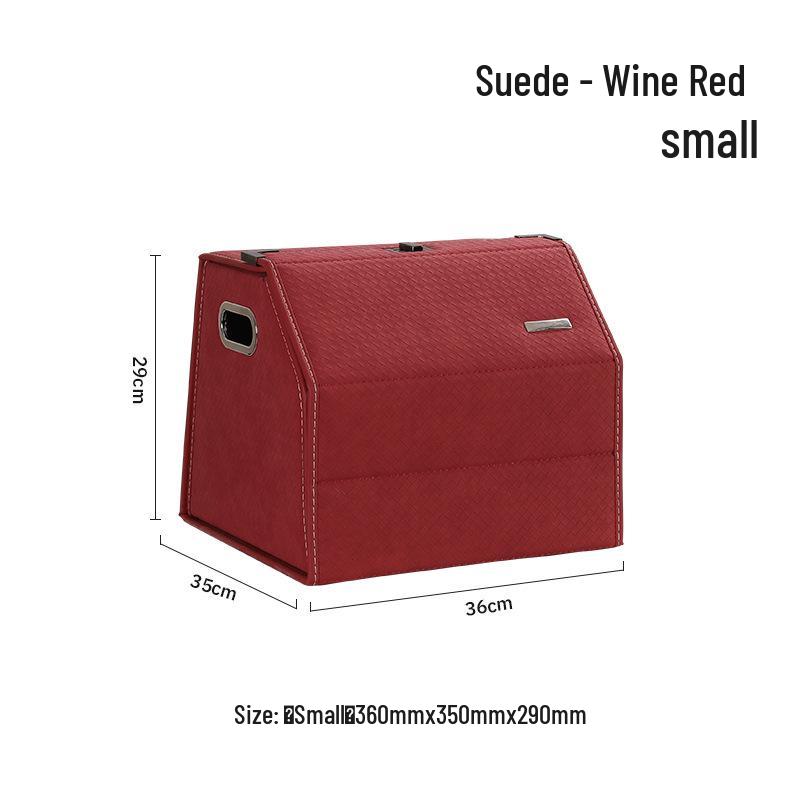 Großer Kofferraum-Organizer für das Auto, Leder mit Schafsfellmuster, Aufklappbares faltbares Design.