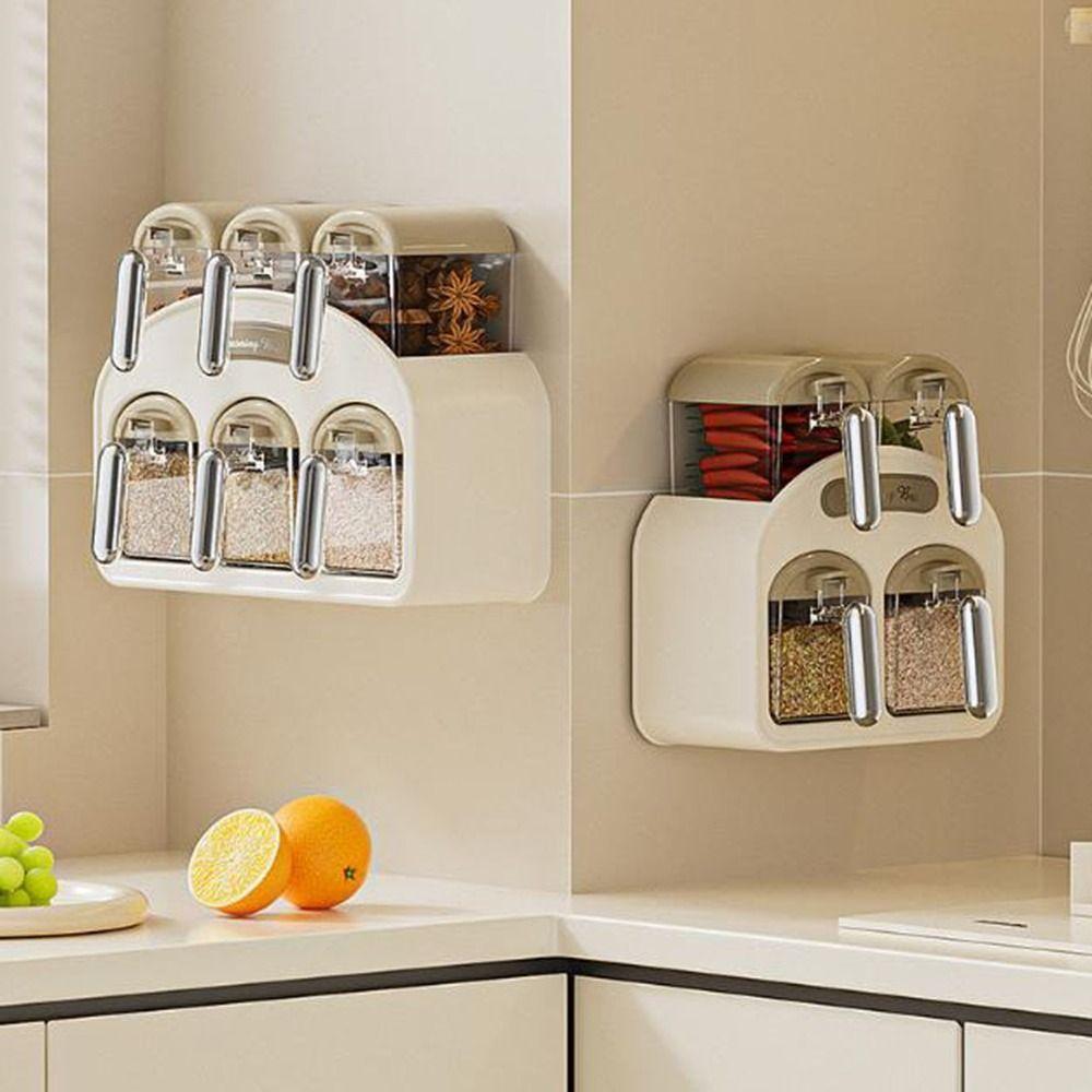 Plastic Wall Mounted Seasoning Box Moisture-proof Spice Storage Rack Spice Container  for Home