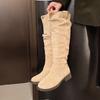 Fashion Women's Boots Low Heel Side Suede Thigh High Women's Boots Retro Woman Booties Autumn Winter Knee High Boots