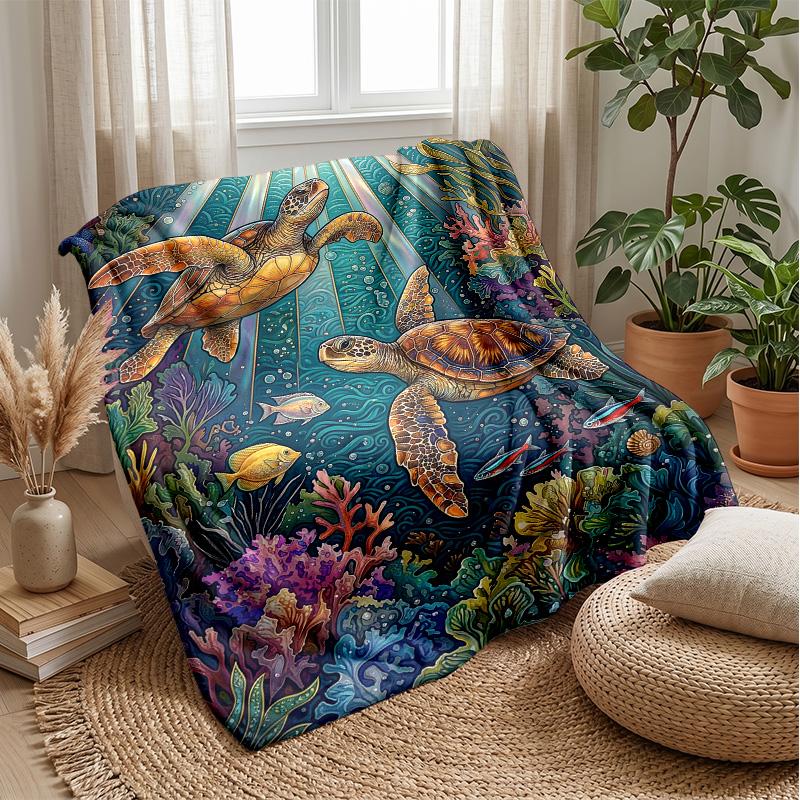 Oceanic Serenity 3 Theme Blanket Lightweight Warm Flannel Blanket Decorative Throw Blanket for Home Decoration