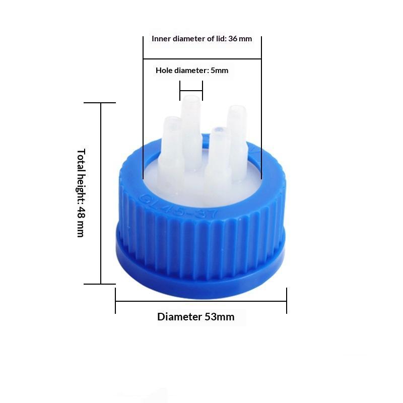 New Blue Safety Lid Feeding Bottle Cap 1 2 3 4 Mouth Reactor Feeding Bottle Adapter Cap Mobile Phase Anaerobic Bottle Lid