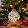 Glowing Christmas Tree Ornaments 3D Animal Faux Crystal Ball Ornament, Lighted Acrylic Hanging Decor Decorative Balls with Hedgehog Penguin Panda,