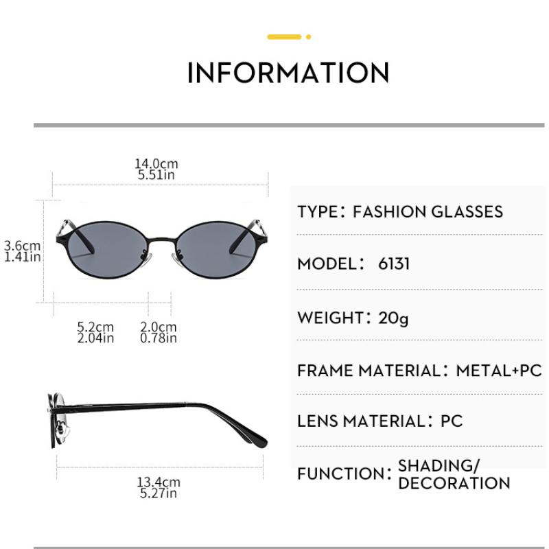 Women's glasses, new fashionable oval metal sunglasses, men's and women's outdoor sunglasses