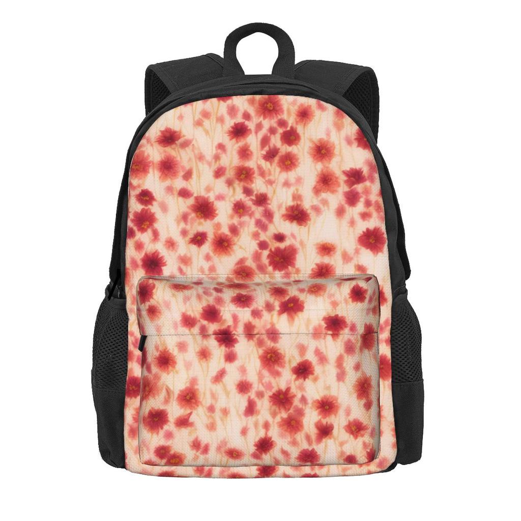 Roses Floral Backpack Pink Flowers Print Travel Backpacks Women Men Kawaii School Bags Design Big Rucksack