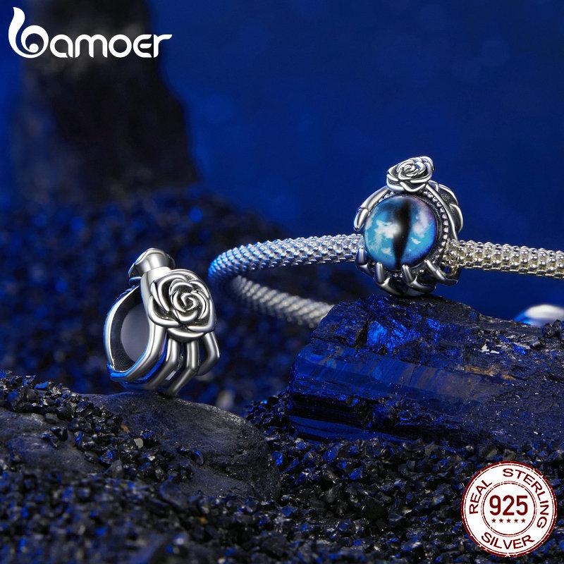 Bamoer Pevné stříbro 925 s čarodějnickým kloboukem/čertovským okem vejde originální náramek a náhrdelník Halloween šperky DIY bamoer kouzlo