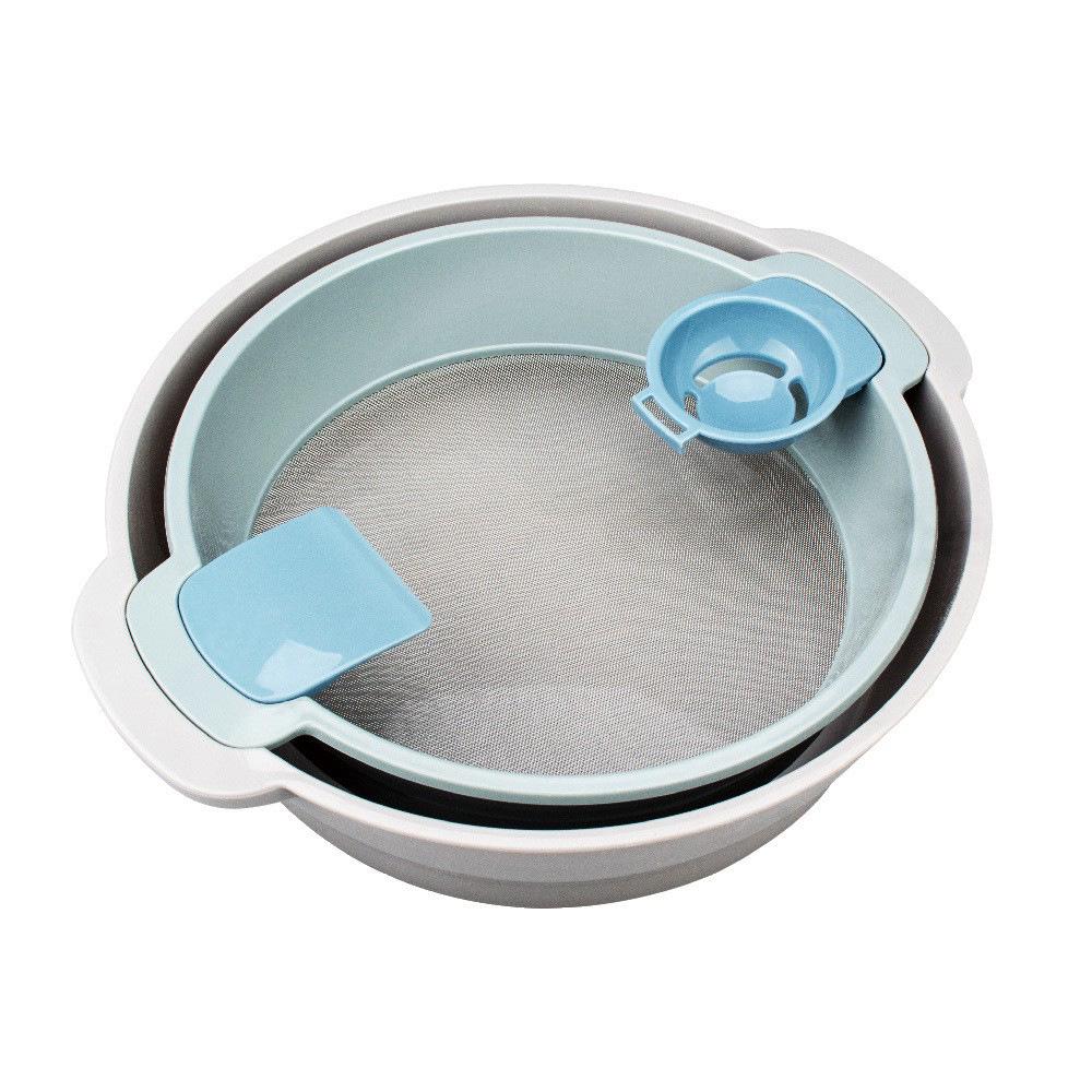 Multifunctional Baking Set: Flour Sifter, Scraper, and Egg Separator