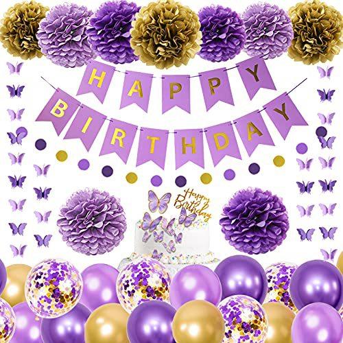 Birthday Party Decorations Rain Curtain Background Flag Cake Power Strip Paper Flower Ball Aluminum Film Balloon Set