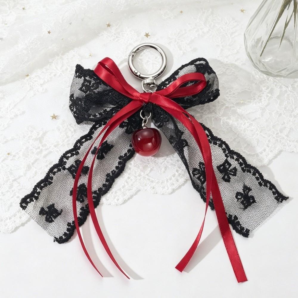 Exquisite Ornament Lace Bow Keychain Hollow Design Bag Pendant Ribbon Keyring Backpack Accessory