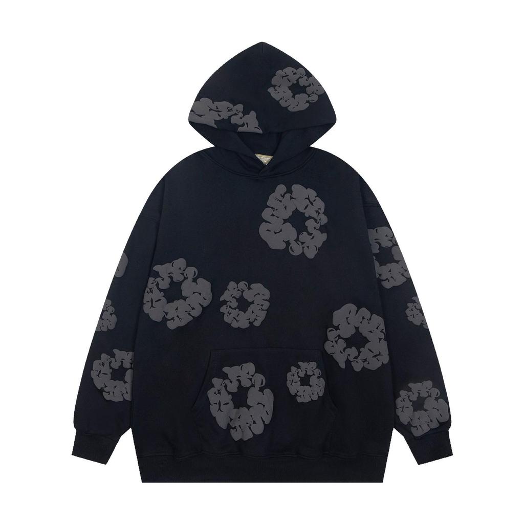 Denim Tears Floral Puff Print Cotton Hoodie Set - Trendy European & American Streetwear