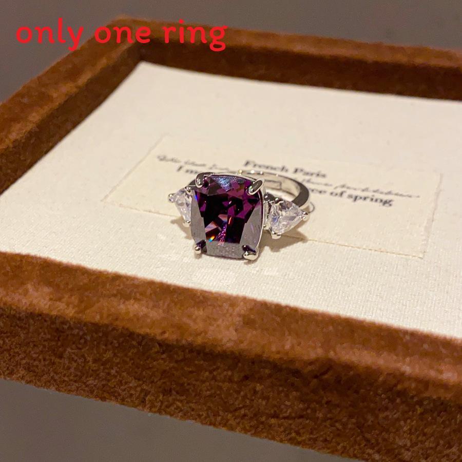 

Geometric Open Ring For Women With Cubic Zirconia In Silver Or Colorful Finish For Office And Casual Wear фіолетовий