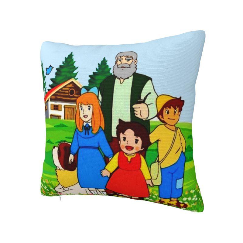 Heidi Peter And Grandpa Family Cushion Cover Soft Alps Mountain Pillow Case Sofa Car Square Pillowcase Living Room Decoration