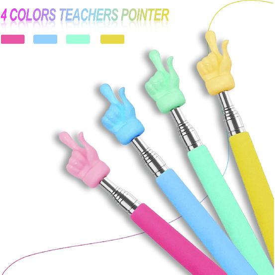 4PCS Retractable Teacher Pointer for Classroom Kids Reading, Mini Extendable Hand Pointer Finger Pointer Stick, Point Reading Pen, Kindergarten