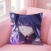 PProject Genshin Impact RRaiden Shogun Icon Cushion Cover Pillowcase Short Plush Invisible zipper Room Sofa Cushion Cover