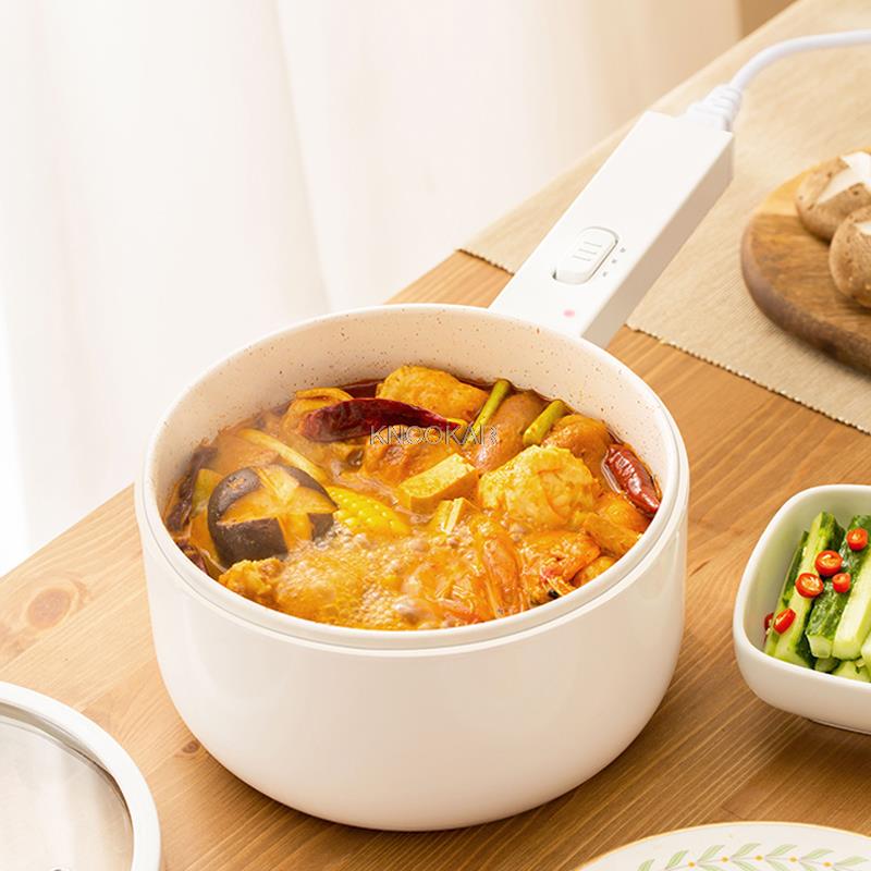 700W Electric Cooking Pot Portable Hot Pot Rice Cooker Multi-cooker Ceramic Liner Skillet Single/Double Layer 2 Gear 1.5l