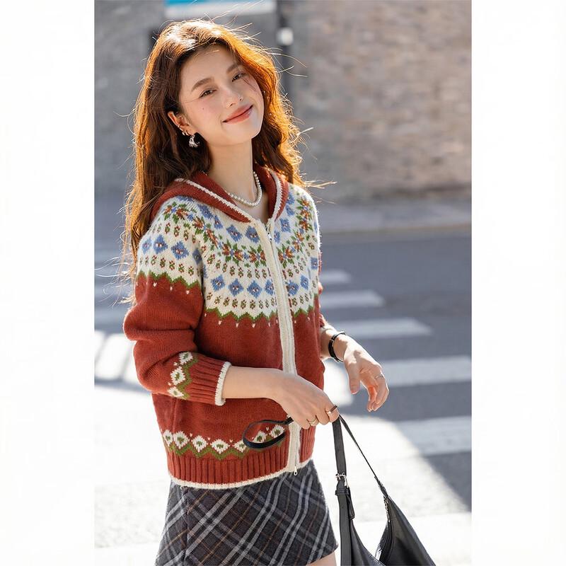 Mokana Women's Fair Isle Hooded Knitted Sweater