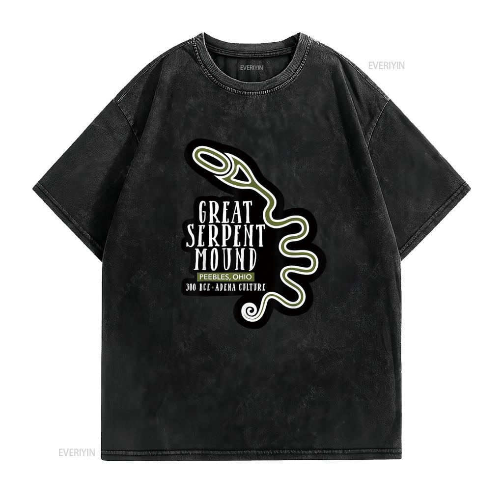The Great Serpent Mound T Shirt vintage Washed Comfortable Soft fashion designer clothes graphic Top For Everyday Wear