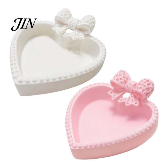 Narrative Space Decoration 3D Printed Bow Jewelry Tray, Cute Heart-Shaped Organizer, Stable Decorative Desktop Organizer Lightweight Luxury Desk Decor