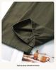 Women's Spring/Summer Army Green Wide-Leg Balloon Pants - Petite, Casual, Pure Cotton, Straight Leg