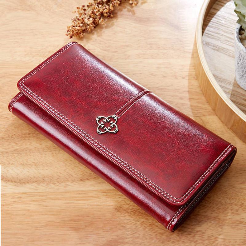 Vintage PU Leder Frauen Lange Brieftaschen Große Kapazität Geld Tasche Neue Design Handy Tasche 2 Falten Multi Karten Halter banknote Münze Geldbörse