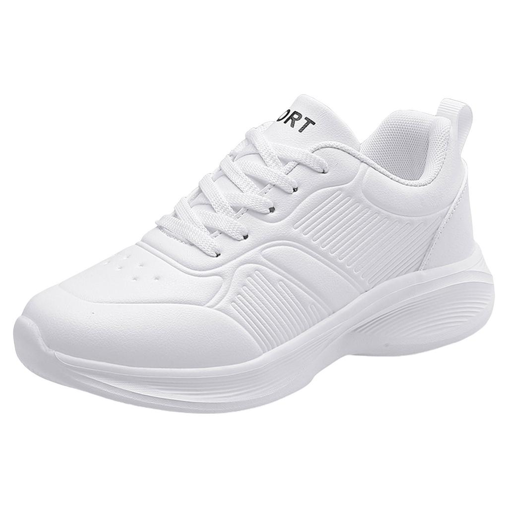 Women Sports Shoes Fashionable Pattern Simple Pure Color Leather Surface Comfortable Flat Bottom Womens Fashion Sneaker